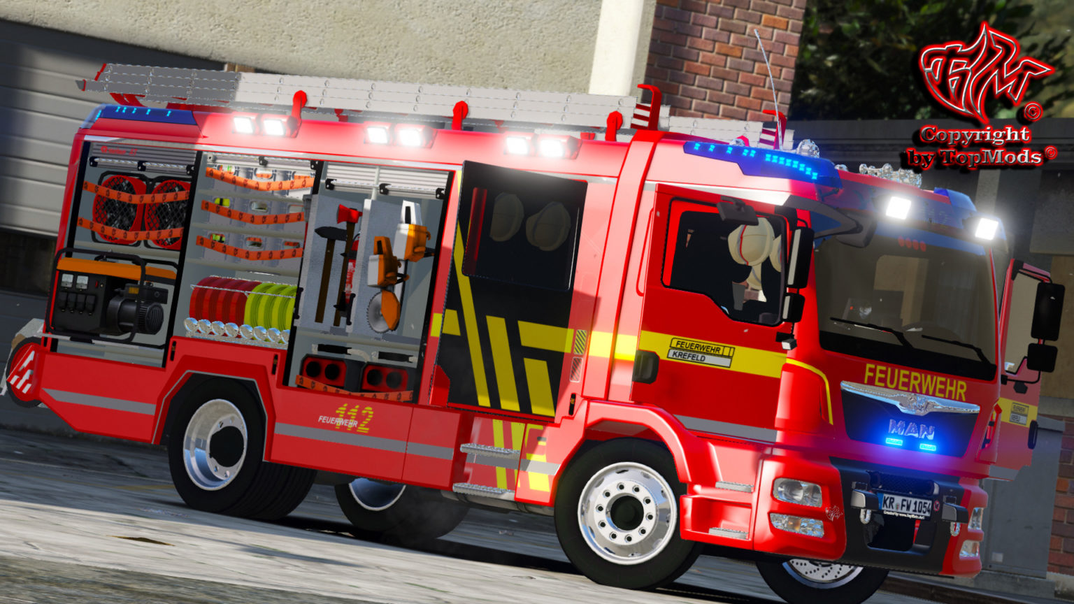 MAN TGM 15.290 HLF Feuerwehr Krefeld V1.0.2 [ELS]© – TopMods© für Grand